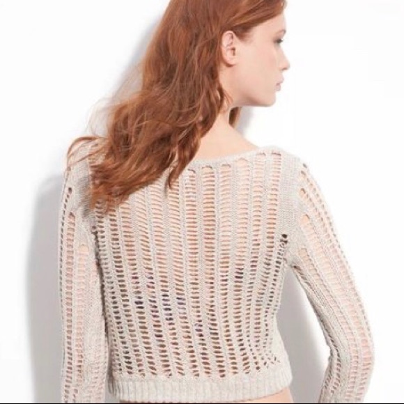 Free People Pink & Blue Open Knit Cropped Sweater - Picture 2 of 8